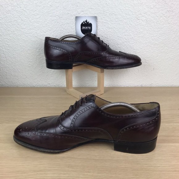 Salvatore Ferragamo Firenze Wingtip Oxford Shoes Red Brown Men’s Size 9 D - Picture 9 of 13